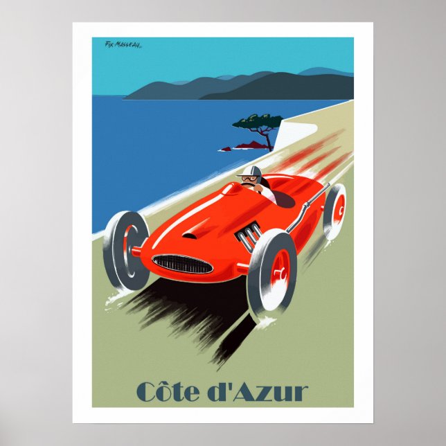 Poster Côte d'Azur, carro de corridas de velocidade, viag (Frente)