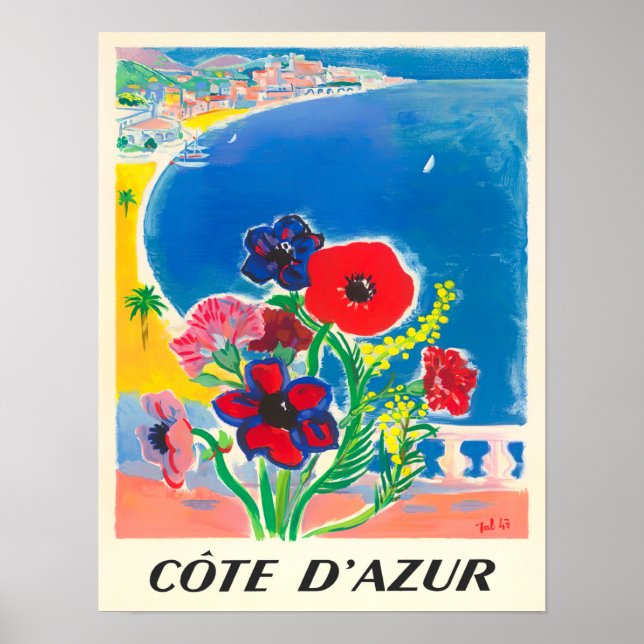 Poster Cote D'Azur France viagens vintage (Frente)