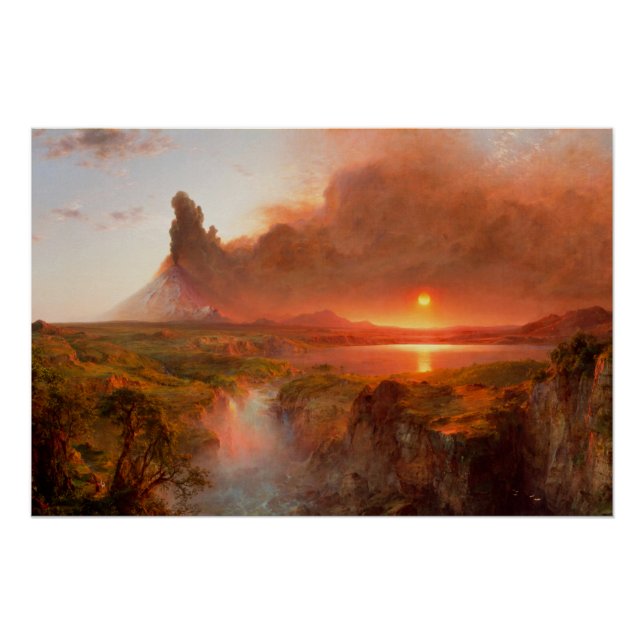 Póster Cotopaxi por Frederic Edwin Church, 1862. vulcão, (Frente)