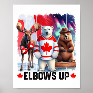 Poster Cotovelos Acima Bandeira do Canadá Hockey Funny Be