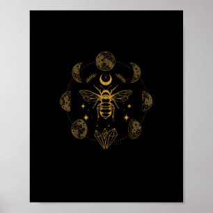 Poster Cottagecore Abelha Mística Mágica Goblincore Lua F