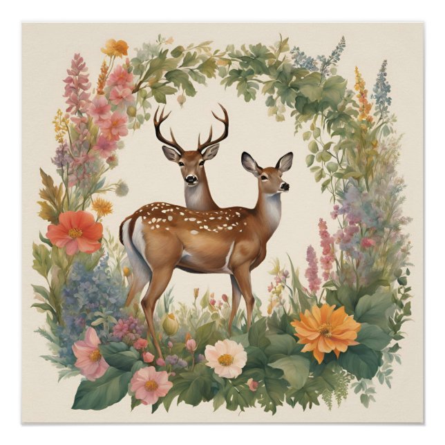 Póster Cottagecore Deer (Frente)