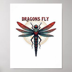 Poster Cottagecore Dragonfly Aestética Mushroom Witchy Fl