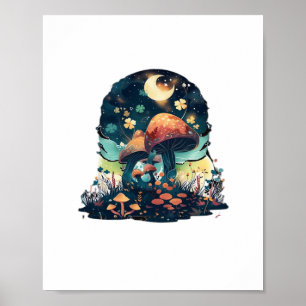 Poster Cottagecore e Feira de Cogumelos Goblincore Estéti
