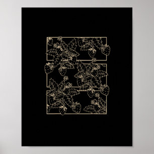 Poster Cottagecore Goblincore Estética Morangos