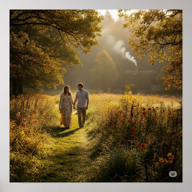 Poster Cottagecore Meadow Walk (Frente)
