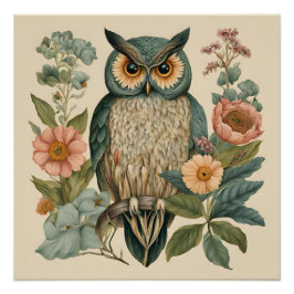 Póster Cottagecore Owl