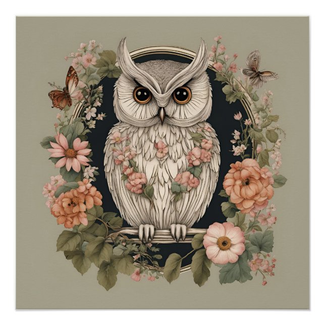 Póster Cottagecore Owl (Frente)
