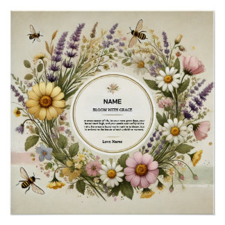 Póster "Cottagecore Wildflower Wreath" Personalizado