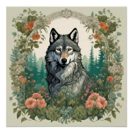 Póster Cottagecore Wolf