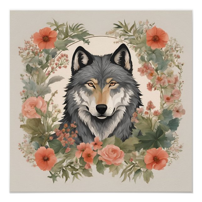 Póster Cottagecore Wolf (Frente)