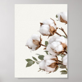 Poster Cotton Botanical Wall Ar| Neutral Farmhouse Print