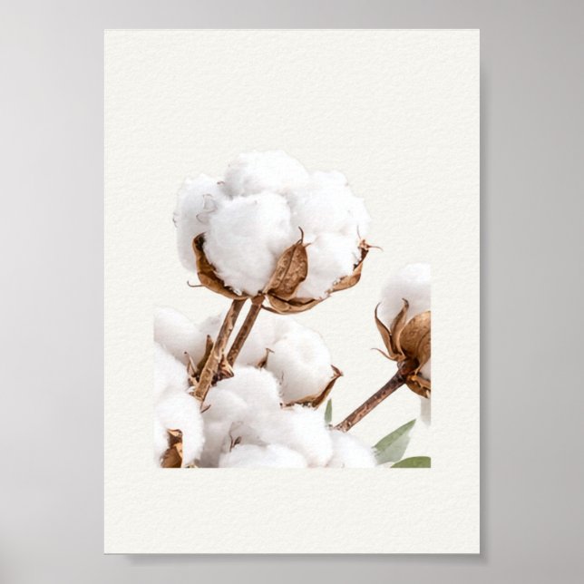 Poster Cotton Branch Wall Art | Minimal Neutral Farmhouse (Frente)