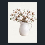 Poster Cotton Flowers in White Pitcher Botanical Farmhous<br><div class="desc">Add timeless farmhouse charm to your home with this cotton flowers wall art featuring a classic white ceramic pitcher filled with soft cotton stems and subtle greenery. Designed on a warm neutral background, this piece blends modern farmhouse simplicity with cozy cottage style. Perfect for kitchens, dining areas, entryways, or bedroom...</div>