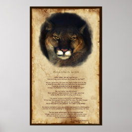 Póster Cougar Mountain Lion Nativo Americano Wisdom Poste