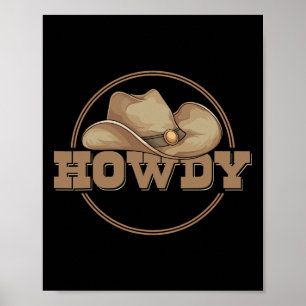 Poster Country Howdy Cowboy Hat Western Cowboy