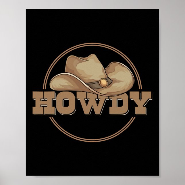 Poster Country Howdy Cowboy Hat Western Cowboy (Frente)