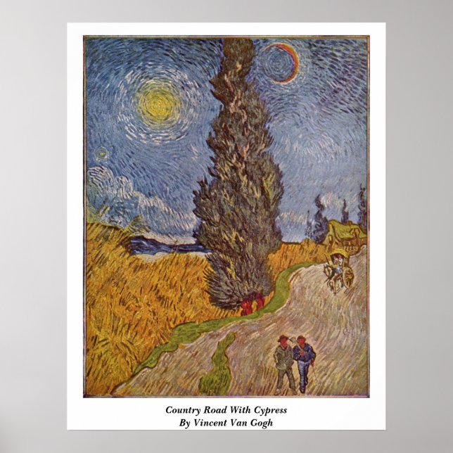 Póster Country Road With Cypress Por Vincent Van Gogh (Frente)
