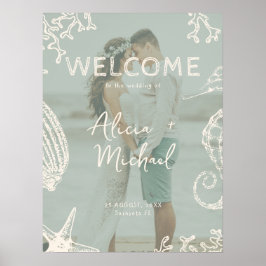 Poster Couple photo coastal wedding welcome 