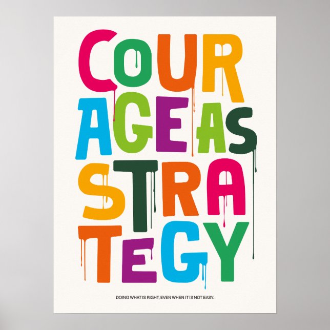 Poster Courage As Strategy - Typography Print | Wall Art (Frente)