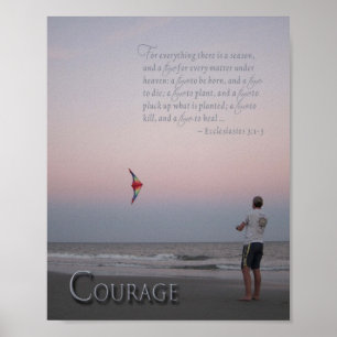 Póster Courage Kite Flyer on Beach