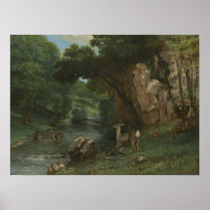 Poster Courbet - Roe Deer In A Stream
