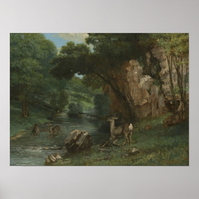 Poster Courbet - Roe Deer In A Stream (Frente)
