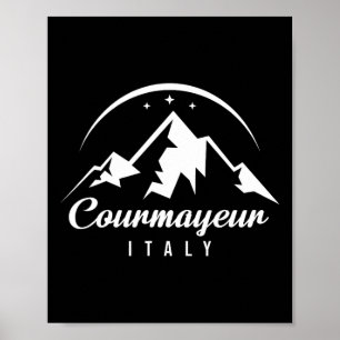 Poster Courmayeur Itália Ski Resort Esquiando Snowboard S