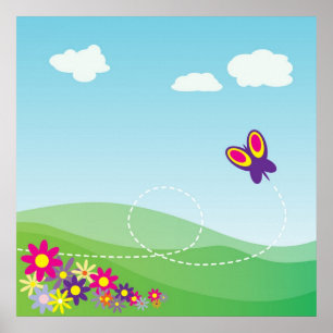 POSTER COURO COM BORDA E FLORES