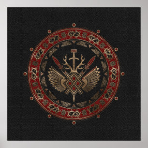 Poster Couro de Gungnir - e ouro pretos e vermelhos