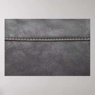 Poster Couro preto costurado com costura branca
