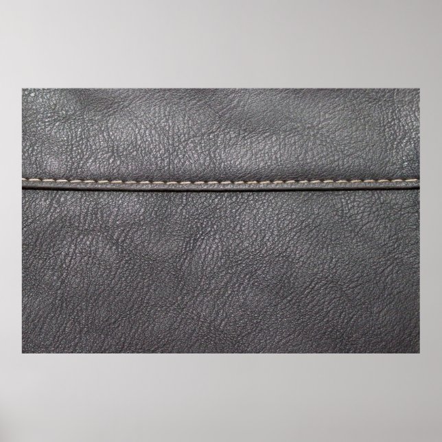 Poster Couro preto costurado com costura branca (Frente)