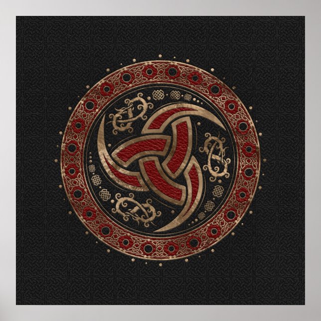 Poster Couro vermelho e preto de Odin e ouro (Frente)