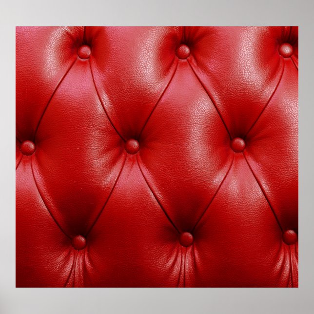Poster Couro Vermelho: Elegância do Padrão de Upholsteria (Frente)
