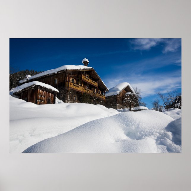 Poster Couros tradicionais de madeira em neve (Frente)
