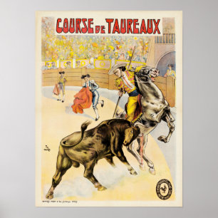 Poster Course De Taureaux Vintage 1907 Bull Fighting Ad