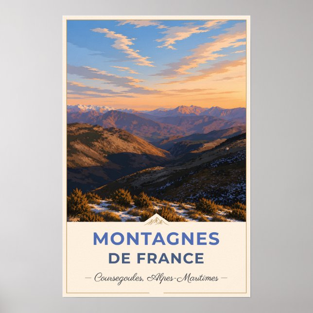 Poster Coursegoules, France – Valley Sunset (Frente)