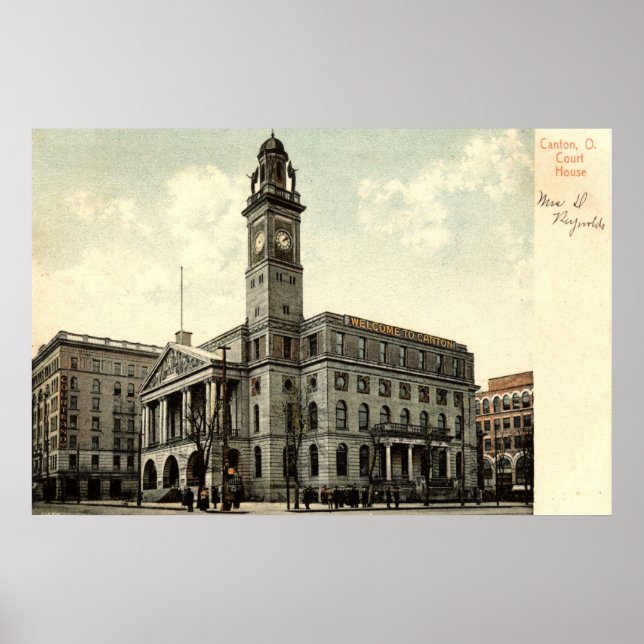 Póster Court House, Canton Ohio, 1910 Vintage (Frente)