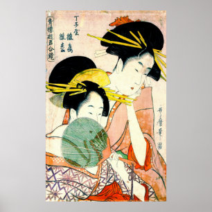Póster Courtesans Hinatsuru e Hinamatsu 1798