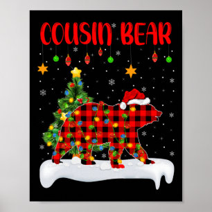 Poster Cousin Bear Christma da Família de Buffalo Xadrez