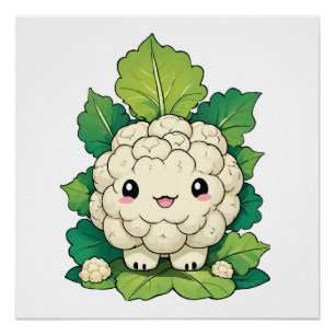 Póster Couve-flor Kawaii