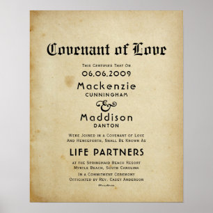 Poster "Covenant of Love" LifePartners WeddingCertificate