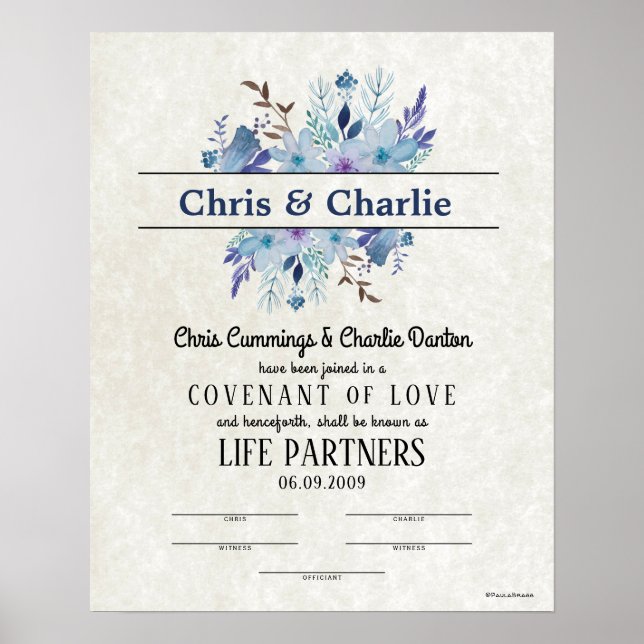 Poster "Covenant of Love" LifePartners WeddingCertificate (Frente)