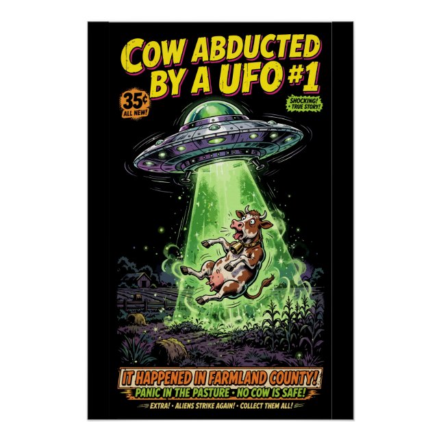 Póster Cow Abducted by a UFO #1 (Frente)