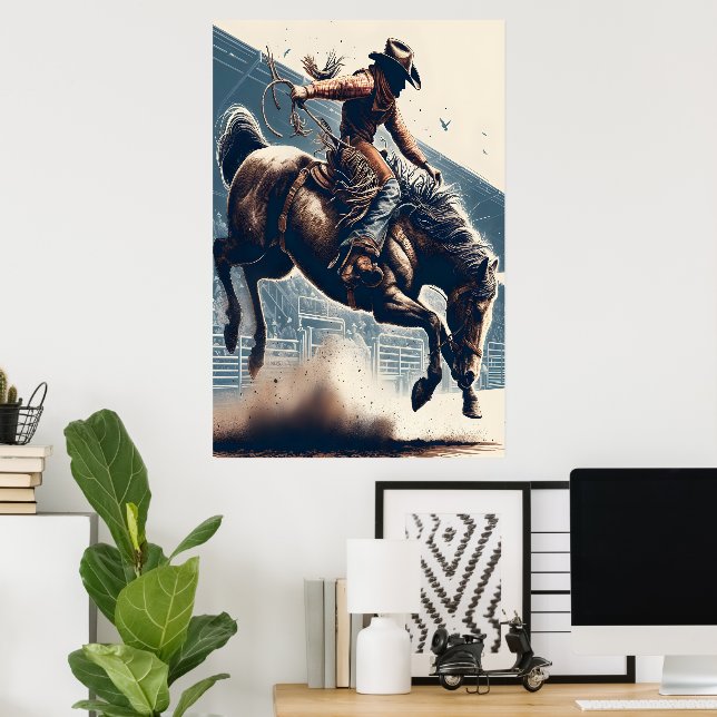 Poster Cowboy anda de cavalo (Escritório em casa)