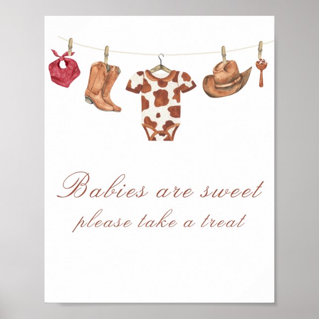 Poster Cowboy baby shower - Babies are sweet (Frente)