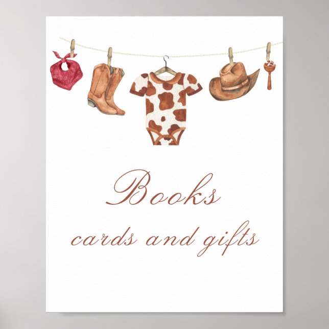 Poster Cowboy baby shower - books, cards and gifts  (Frente)