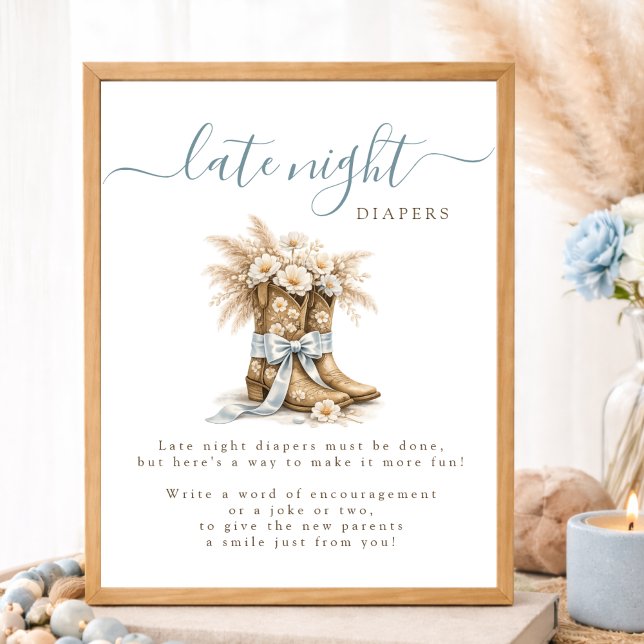 Poster Cowboy Bow Western Baby Shower Late Night Diapers (Criador carregado)