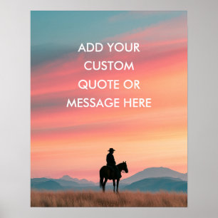Poster Cowboy Cavalo Pôr do Sol - Crie Sua Própria Citaçã