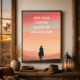 Poster Cowboy Cavalo Pôr do Sol - Crie Sua Própria Citaçã